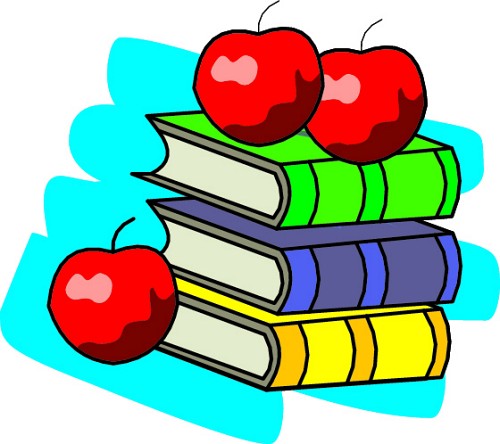 red apples and colorful books